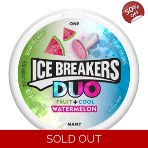 Ice Breakers DUO Watermelon Mints - Sugar-Free Candy Sweets - 36g Tub